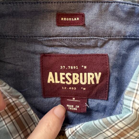 Alesbury Long Sleeves Button Up Lei Shirt in Grey Blue Plaid Size Medium - Picture 9 of 9